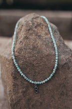 Load image into Gallery viewer, Necklace Amazonite Silver Tone Letter
