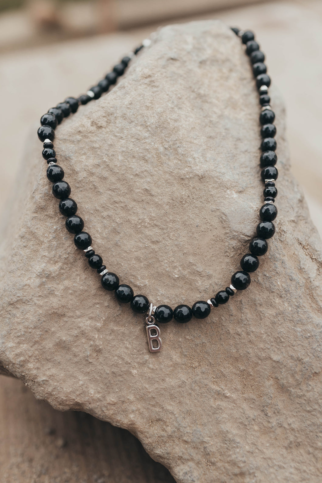 Necklace Black Stone Alphabet