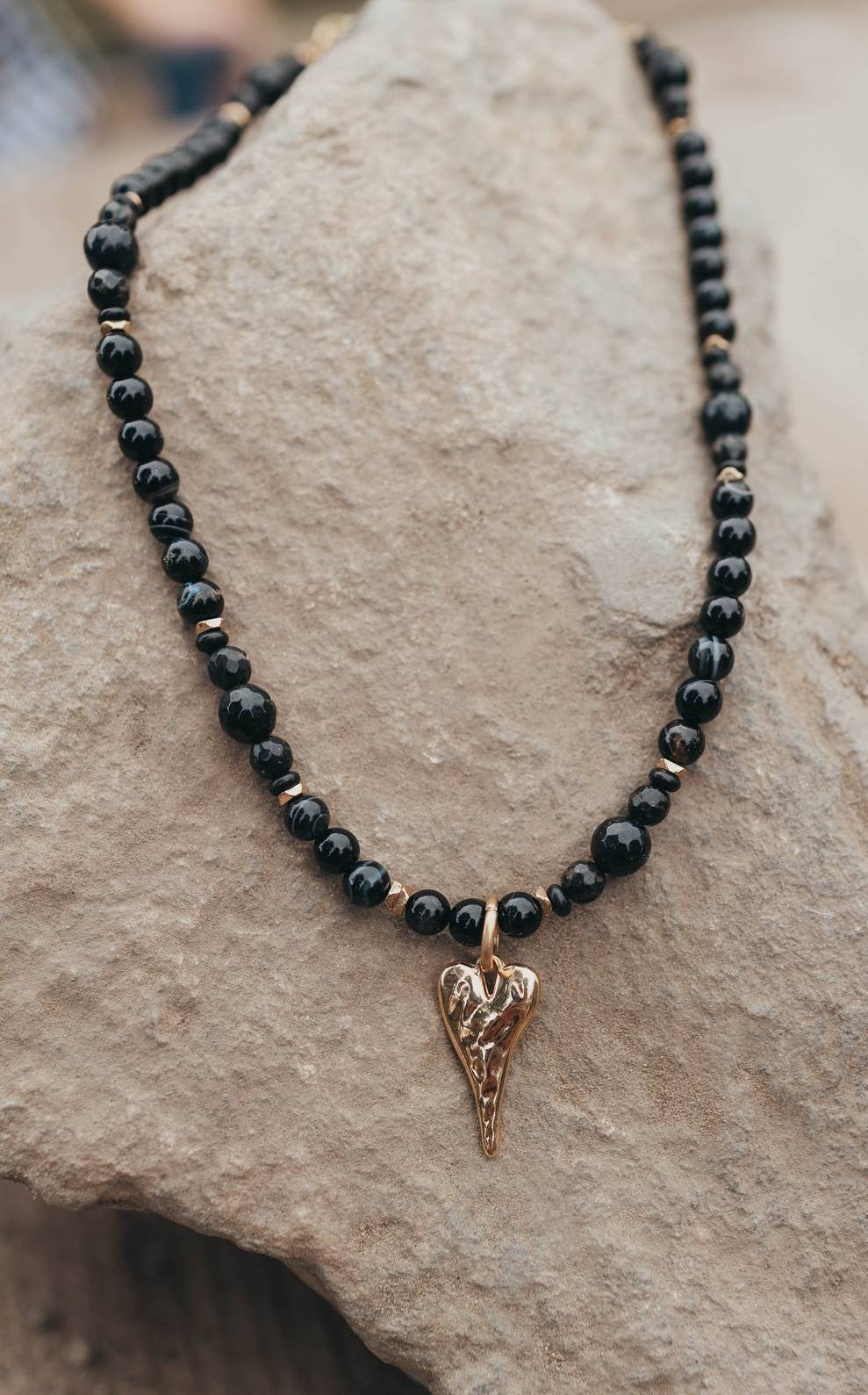 Necklace Black with Heart