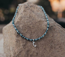 Load image into Gallery viewer, Necklace Blue Stone Letter Charm
