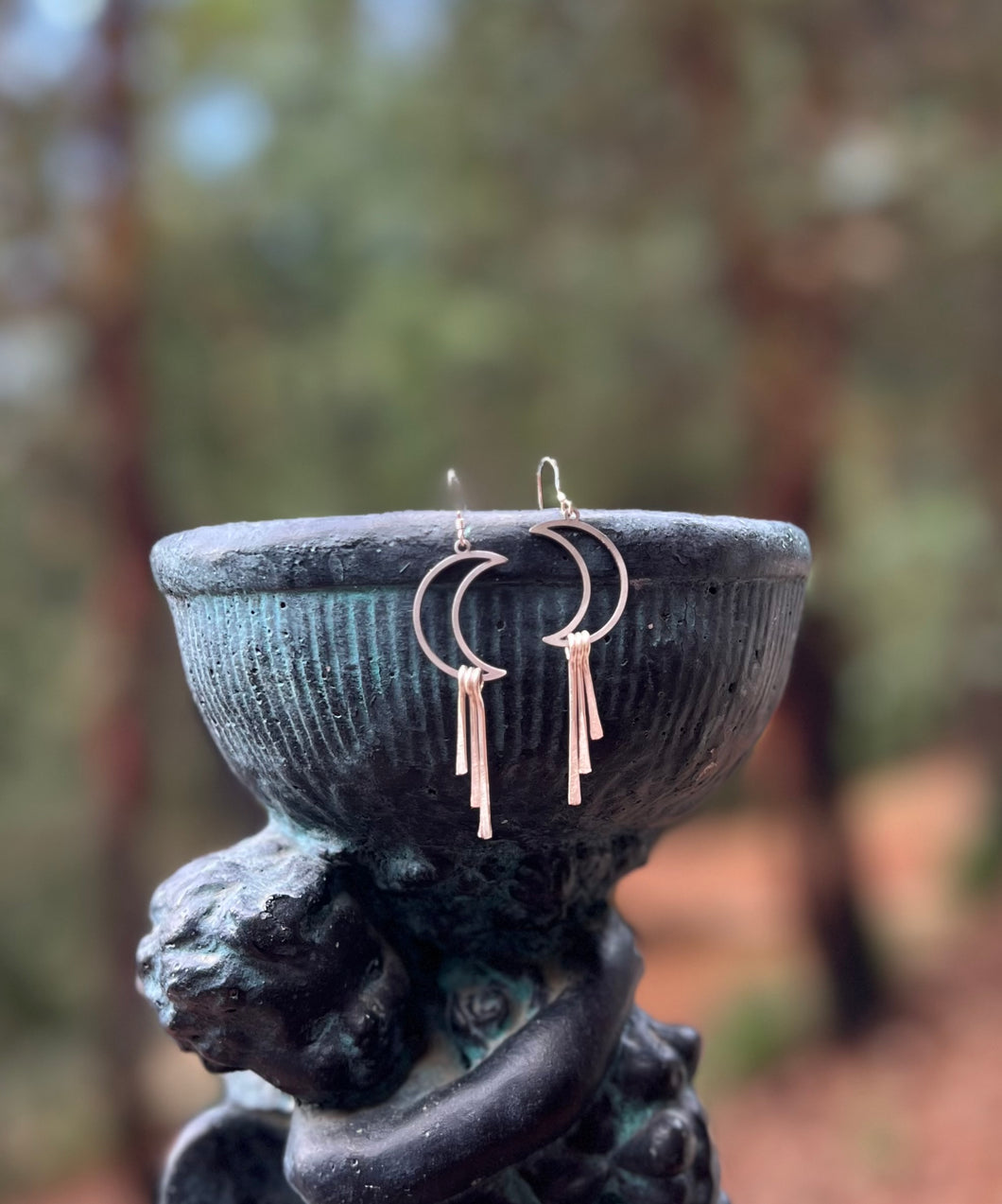 Crescent Moon Danglers Gold or Silver Tone