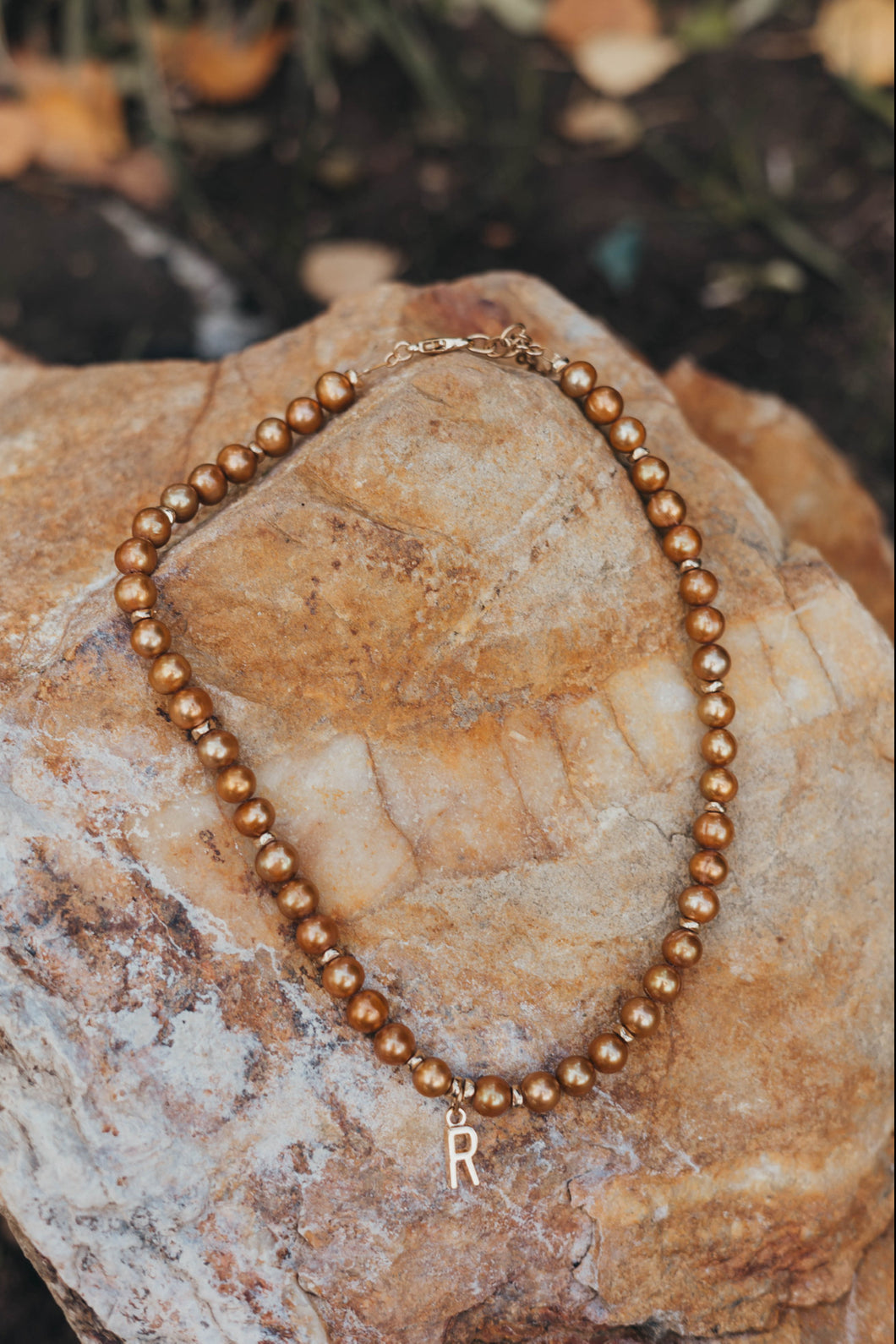 Necklace Gold Pearl Alphabet