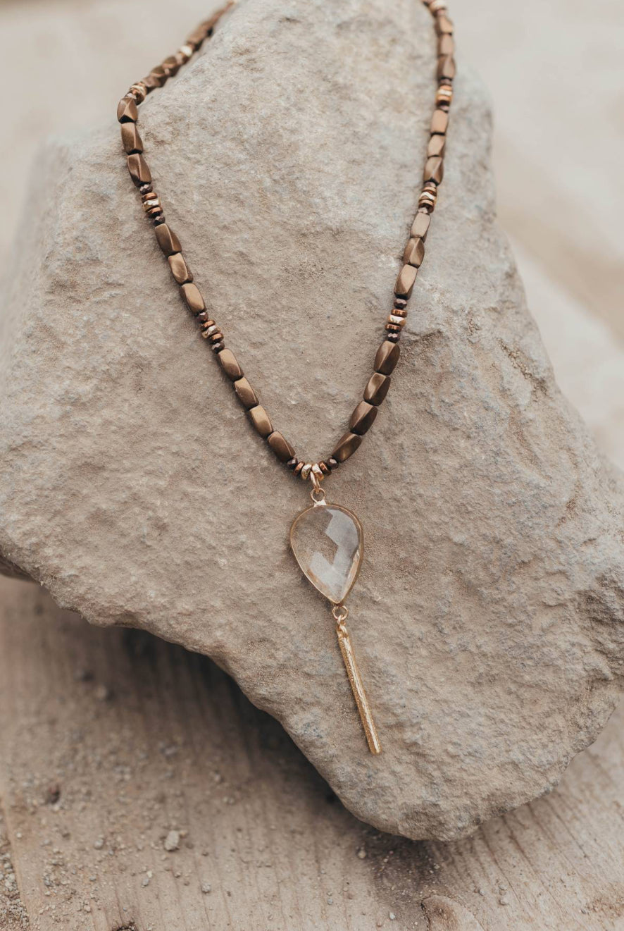 Necklace Bronze Glass Pendant