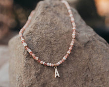 Load image into Gallery viewer, Necklace Pink with Gold Tone Letter

