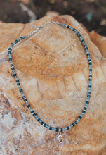 Load image into Gallery viewer, Necklace Blue Stone Letter Charm
